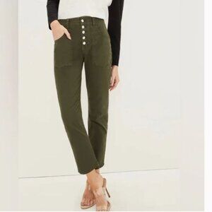 Veronica Beard Arya Straight Leg Cargo Jeans Army Green High Rise Sz 31